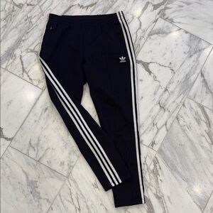 Adidas Black and White Joggers with Tapered Fit